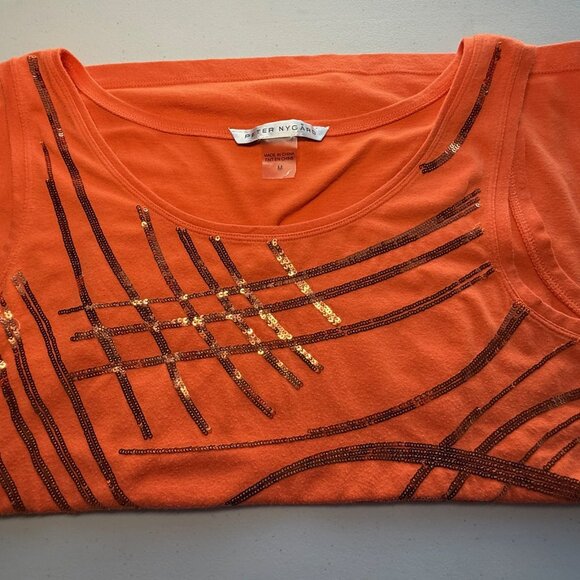 Peter Nygard Orange sequin tank top, size Medium - Picture 5 of 11
